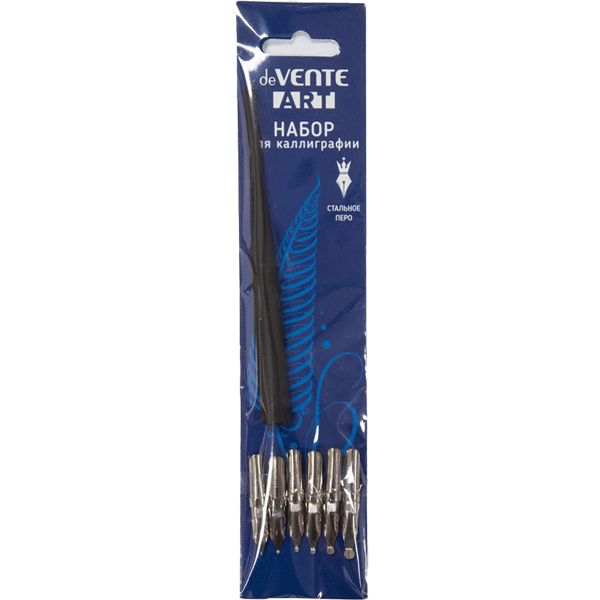 Перья орнаментальные deVENTE Art, 6 шт. (0.5, 1, 1.5, 2, 3, 4), круглый н-к, пластик. ручка, п/пакет Акция!