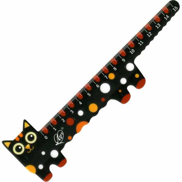Линейка 15 см, пластиковая, непрозрачная, фигурная, ЛУЧ Кот