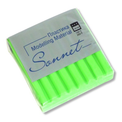 Пластика (полимерная глина) СОНЕТ, флуоресцентная, зеленая, брус 56 г, в п/п