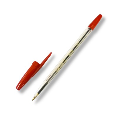 Ручка шариковая, красная, Ø 1.0 мм, прозр. корпус, CORVINA 51 Classic