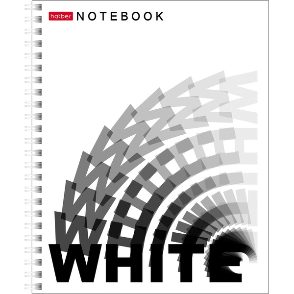 Тетрадь А5, клетка, 96 л., на гребне, 65 г/м², обл. мел. картон, Hatber Black and white_2 дизайна