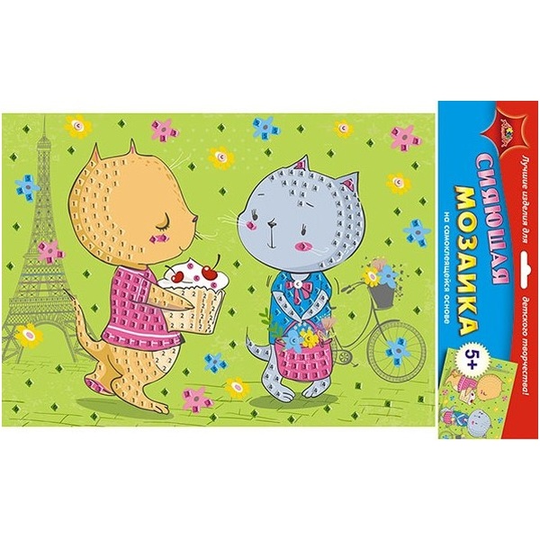 Мозаика cияющая А3. АППЛИКА Подружки, самокл. пластик. эл-ты, 5+