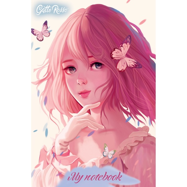 Блокнот на скобе А5, 40 л., клетка, 80 г/м2, выб. лак, Gatto Rosso My notebook_Нежность   Акция!