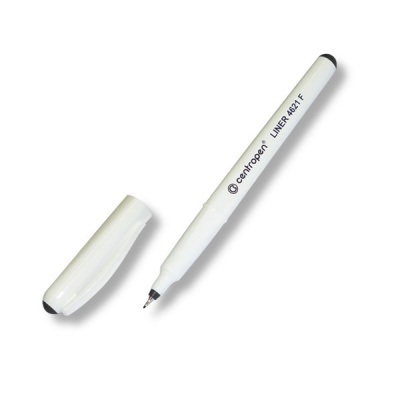 Ручка капиллярная (линер), черная, лин. 0.3 мм, ДП 1500 м, бел. эрг. корп., метал. н-к, Centropen