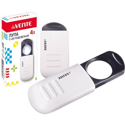 Лупа-слайдер х4, D40 мм, LED подсветка на батарейках, deVENTE, в к/к Акция!
