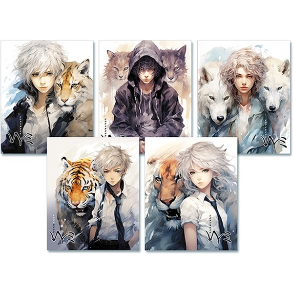 Тетрадь А5, клетка, 48 л., на скобе, 60 г/м², выб. лак, блестки, КТС-ПРО Дети и дикий мир_5 дизайнов