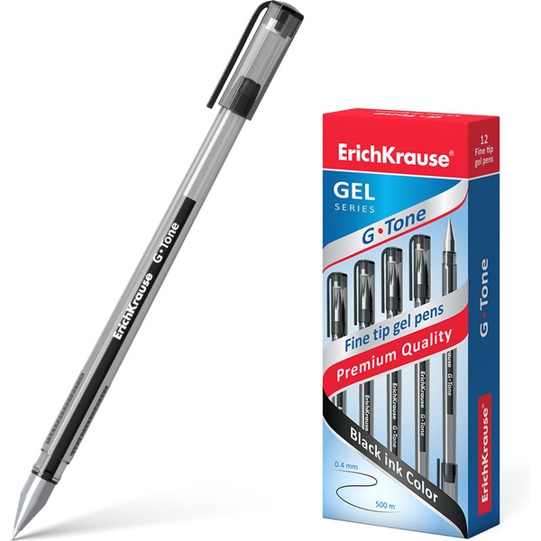 Ручка гелевая черная, 0.5 мм, узел Standard, рифл. грип, ErichKrause G-Tone Stick Original Ручка гелевая черная, 0.5 мм, узел Standard, рифл. грип, ErichKrause G-Tone Stick Original