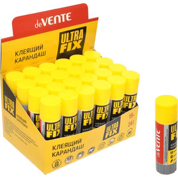 Клей-карандаш 15 г, PVA и PVP основа, вр. фикс. 1-2 мин., deVENTE Ultra Fix Strong