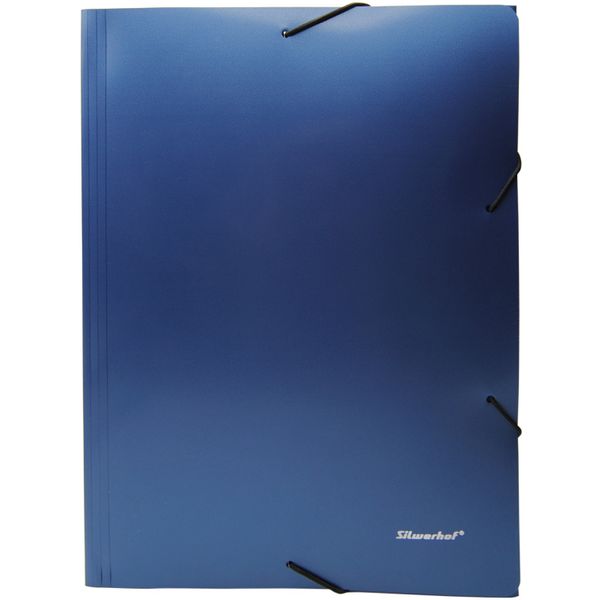 Папка на резинках, A4, PP 600 мкм, "песок", Silwerhof Perlen_синий металлик
