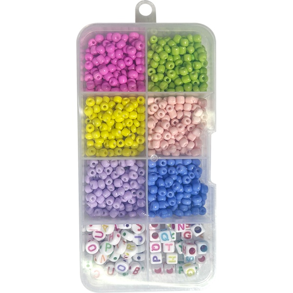 Бусины/Кубики-буквы, 3-5 мм, 110 г, пластиковые, 8 вариантов, deVENTE (п/контейнер) Акция!