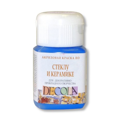 Краска по стеклу и керамике DECOLA, синяя светлая, банка 50 мл