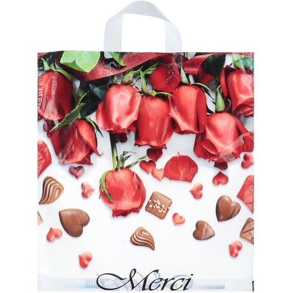 Пакет с петлевой ручкой, 42*38 см, полиэтилен 40 мкм, Мерси