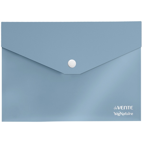 Папка-конверт на кнопке, А5, PP 350 мкм, "текстиль", прозрачная, deVENTE sigNATURE_сумеречно-синяя