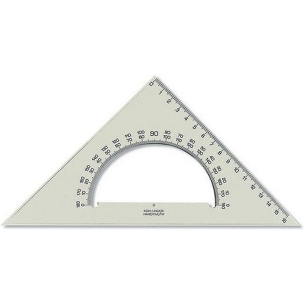 Угольник-транспортир 45°/17.7 см, пластиковый, полупрозрачный, KOH-I-NOOR_дымчатый