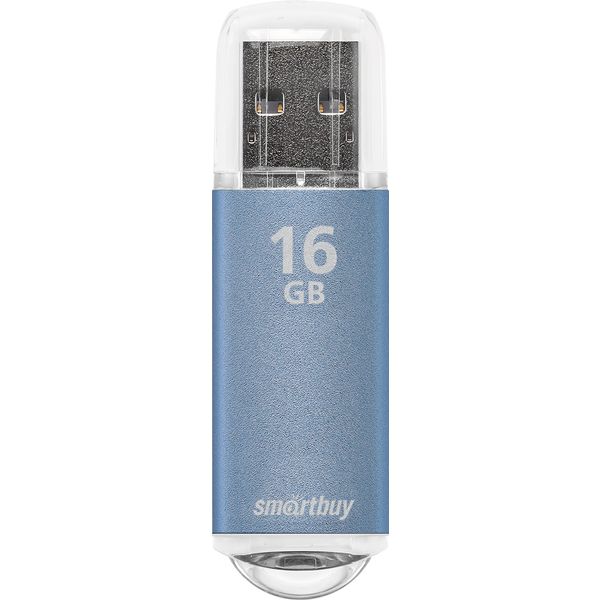 Флеш-накопитель USB 2.0, 16 ГБ, Smartbuy V-Cut Blue/сверкающий голубой