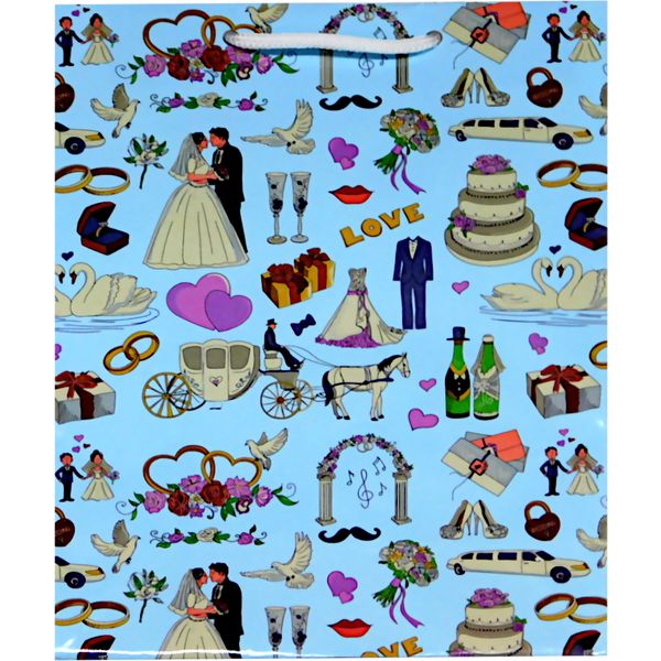 Пакет подарочный, 18*23*10 см, мел. бумага 157 г/м², глянц. ламинация, Свадьба в деталях Акция!