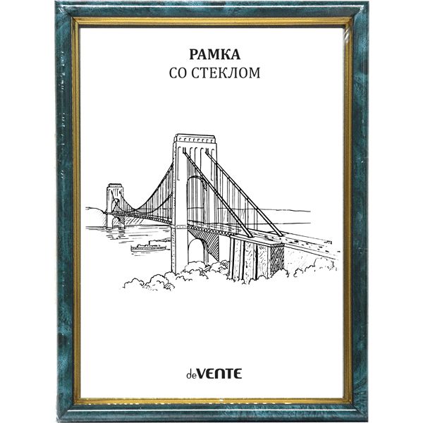 Рамка 21*30 см, пластик/ПММА, цвет: бирюза + золото, Ш 14 мм, deVENTE Серия 5