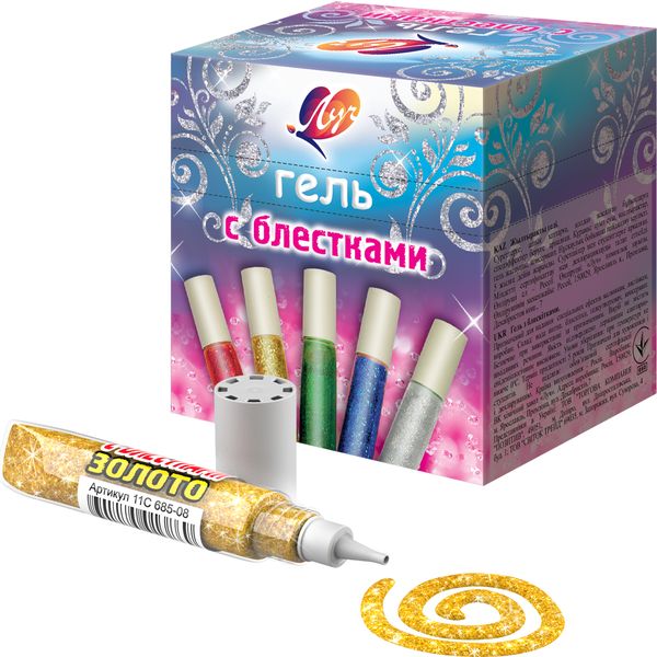 Гель с блестками ЛУЧ, золото, 5 мл , в тубе