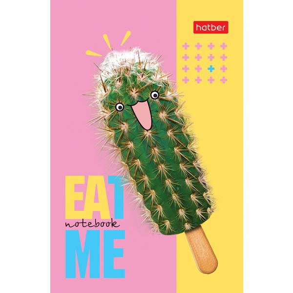 Блокнот на склейке А7, 48 л., клетка, 60 г/м² (3-цв. блок), Hatber Забавный кактус_5 дизайнов