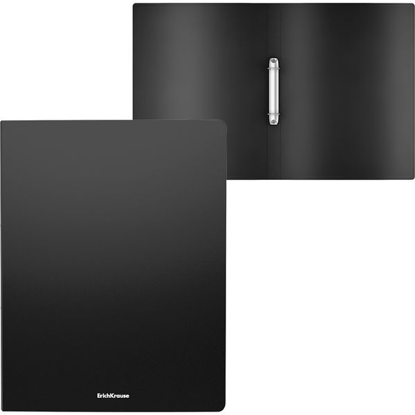 Папка на 2-х кольцах, А4, PP 400 мкм, "песок", 24 мм, ErichKrause Matt Classic_черная