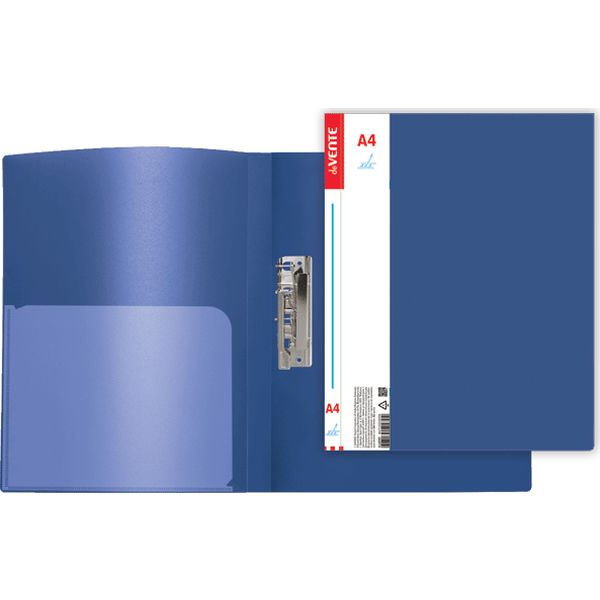 Папка с прижимным механизмом, А4, PP 600 мкм, "песок", 17 мм, торц./вн. карм., deVENTE Daily/ Синяя