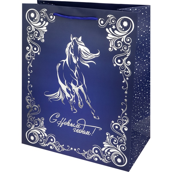 Пакет подарочный, 26*32*7 см, мел. бумага 190 г/м², тисн.ф., Dream cards Грациозный конь