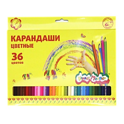 Карандаши цветные 36 шт., деревянные, шестигранные, Каляка-Маляка (в к/к) 