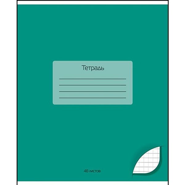 Тетрадь 48 л., клетка, 60 г/м2, обл. мел. картон, вд лак, КТС-ПРО Однотонная_Бирюзовая