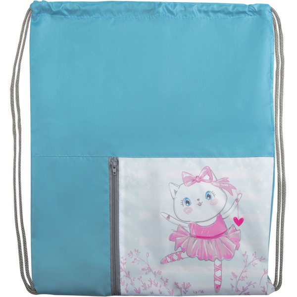 Сумка для сменной обуви ЮНЛАНДИЯ Кошка-балерина, 42*35 см, наруж карм., светоотр. эл-ты