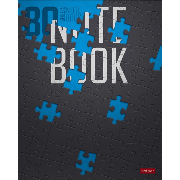 Тетрадь 80 л., клетка, 65 г/м2, обл. мел. картон, Hatber Puzzlestyle_5 дизайнов Тетрадь 80 л., клетка, 65 г/м2, обл. мел. картон, Hatber Puzzlestyle_5 дизайнов