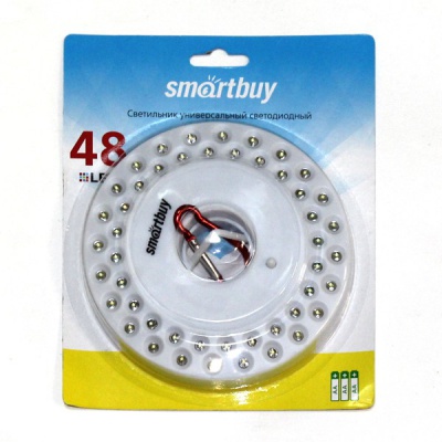 Фонарь туристический Smartbuy , 48 LED, с карабином, магнитом, 2 режима, 15 ч. работы от 3*АА