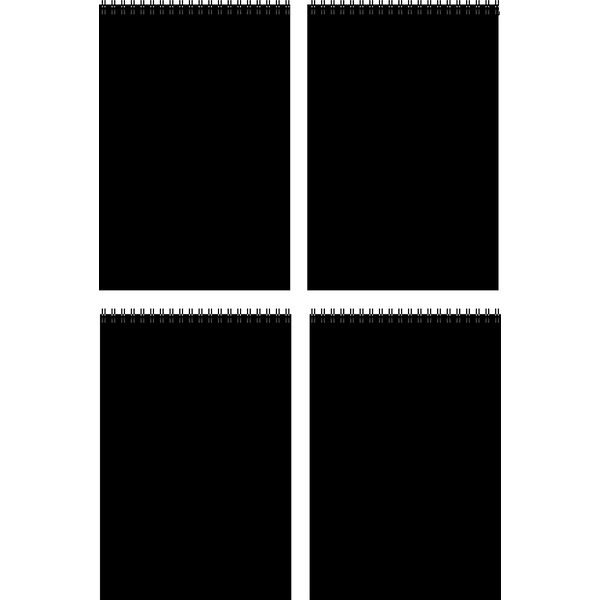 Блокнот на гребне А6, 40 л., клетка, 60 г/м², Prof-Press черный_4 дизайна