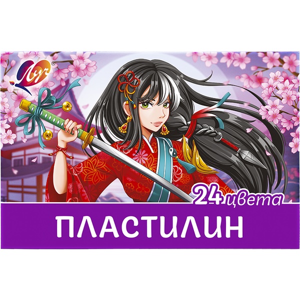 Пластилин классический ЛУЧ Аниме Сакура: 24 цвета, брусок 20 г, стек (к/к)