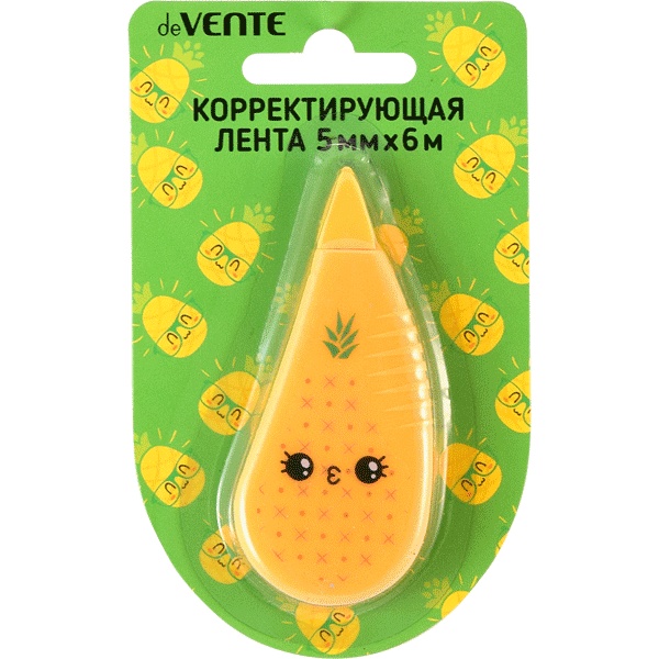 Лента корректирующая 5 мм* 6 м, фронт. аппликатор, непрозр. корпус, deVENTE Pineapple