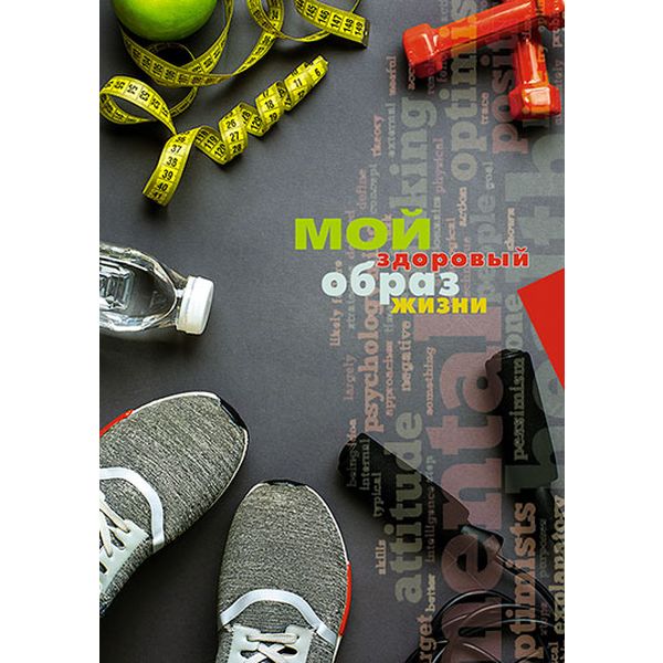 Дневник тренировок недатированный, А6+, 128 л., 60 г/м2, 4-цв. блок, гребень, Plano ЗОЖ_Спортивный стиль