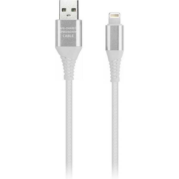 Дата-кабель Smartbuy USB - 8-pin для Apple, в резин. оплетке Gear, длина 1,0 м, до 2А, белый в коробке