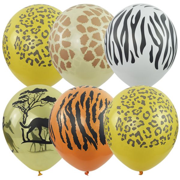 Шары воздушные тематические, Ø30 см, латекс, 5-ст. рис., шелк, ДЕКОРАТОР Сафари (25 шт.)