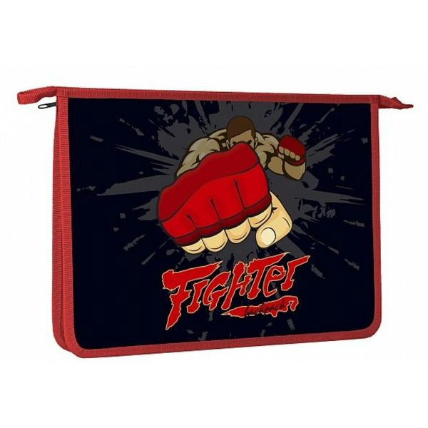 Папка А4 на молнии, 1 отд., PP 500 мкм, непрозр., конгрев, Hatber Fighter