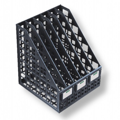 Лоток вертикальный, 6 секций, 245 мм, пластиковый, сборный, СТАММ_черный