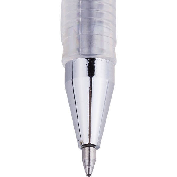 Ручка гелевая серебряная, лин. 0.5 мм, ДП 450 м, рифл. грип, метал. н-к, Crown Hi-Jell Metallic