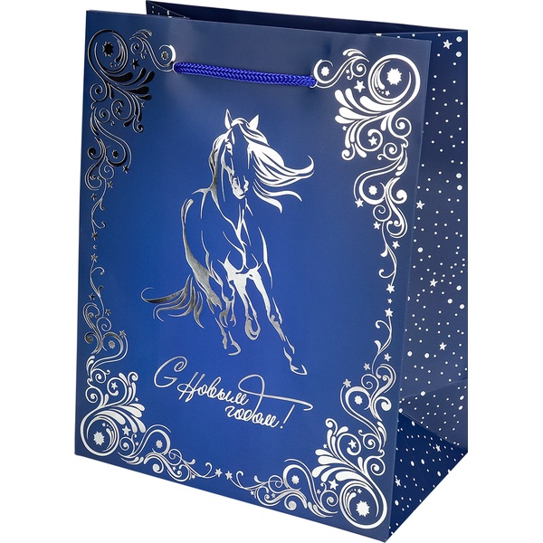 Пакет подарочный, 18*23*10 см, мел. бумага 190 г/м², мат. лам. тисн. ф., Dream cards Грациозный конь Акция!