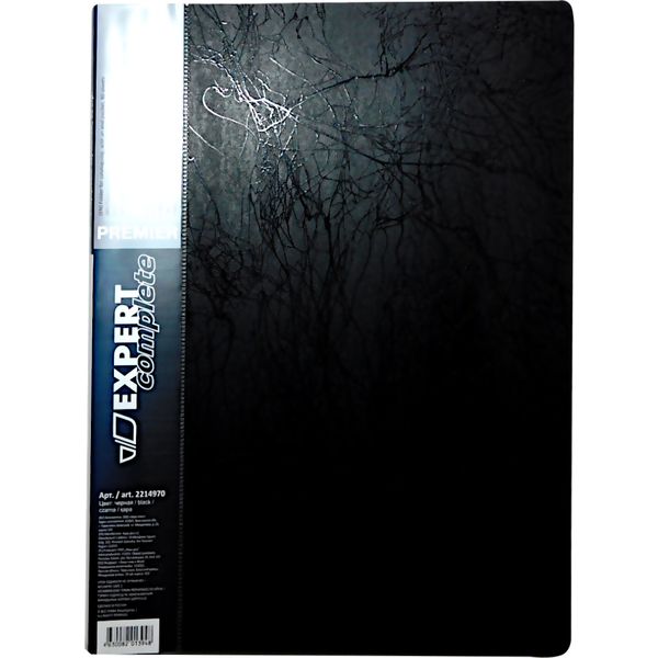 Папка с 80 файлами А4, PP 700/42 мкм, "волокно", торц. карм., Expert Complete Premier/ Черная