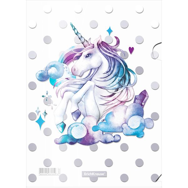 Папка-уголок А4, 160 мкм, ErichKrause Dream Unicorn, пластик. непрозр. "зеркало"