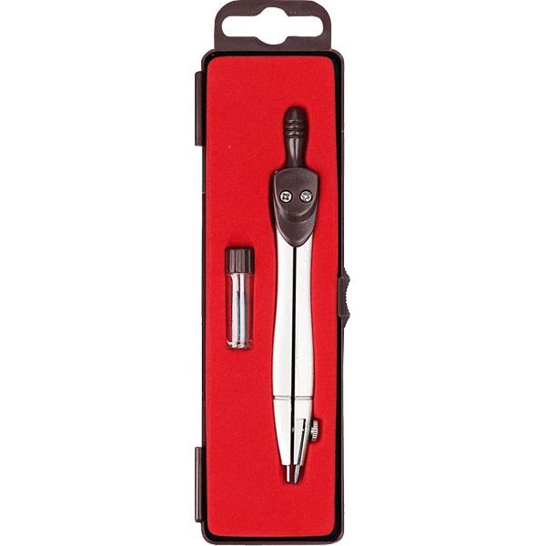 Циркуль металлический + запасной грифель deVENTE, в пласт. футляре с красным ложементом