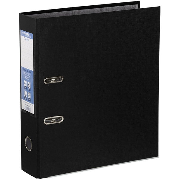 Папка–регистратор А4, 75 мм/500 л., PVC, карман, метал. уг., черная, Expert Complete Premier