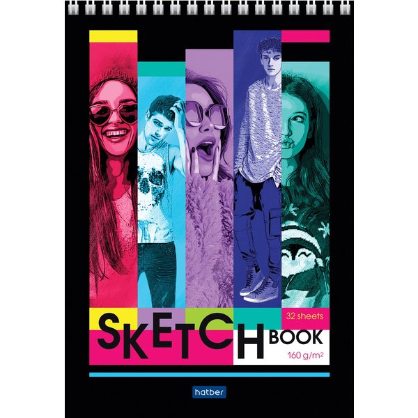Скетчбук А5, 32 л., 160 г/м², бел. блок, гребень сверху, Hatber Zoom faces (с пошаговыми эскизами) Скетчбук А5, 32 л., 160 г/м², бел. блок, гребень сверху, Hatber Zoom faces (с пошаговыми эскизами)