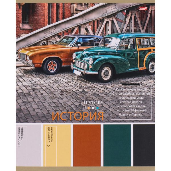 Тетрадь предметная 36 л., клетка, 60 г/м², обл. мел. бумага, Profit Pantone_История