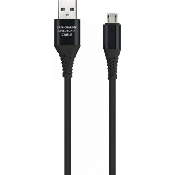 Дата-кабель Smartbuy USB - Type C, в резин. оплетке Gear, длина 1,0 м, до 2А, черный в кор.