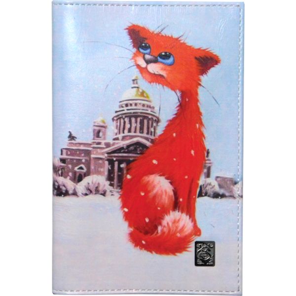 Обложка для паспорта нат. кожа, GRAND Рыжий кот Акция!