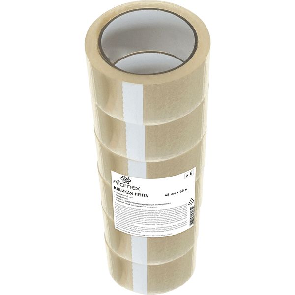 Лента клейкая упаковочная 48 мм * 66 м, BOPP 40 мкм, прозрачная, Attomex